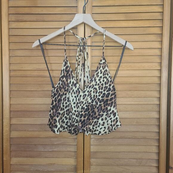 Forever 21 Leopard Print Cropped Strappy Tank Size M - Picture 4 of 8